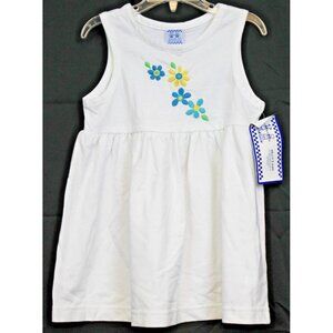 Kelly's Kids White T-Shirt Dress Tank Fit Flare Beach Summer Cruise Flowers Smal